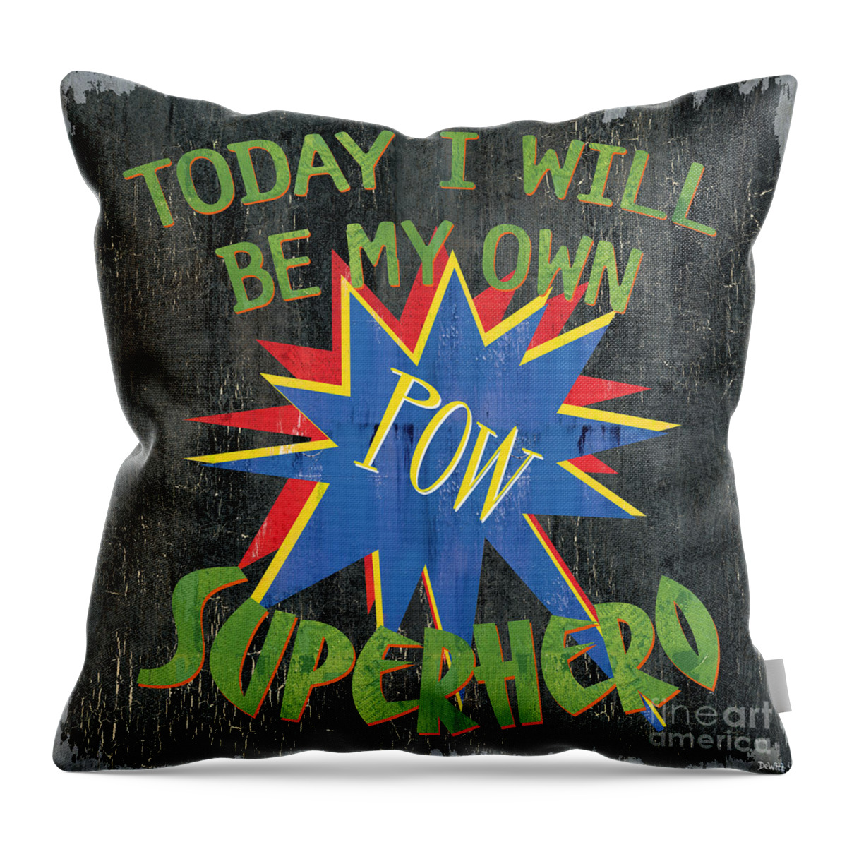 Kids Throw Pillow featuring the painting Today I Will Be... by Debbie DeWitt
