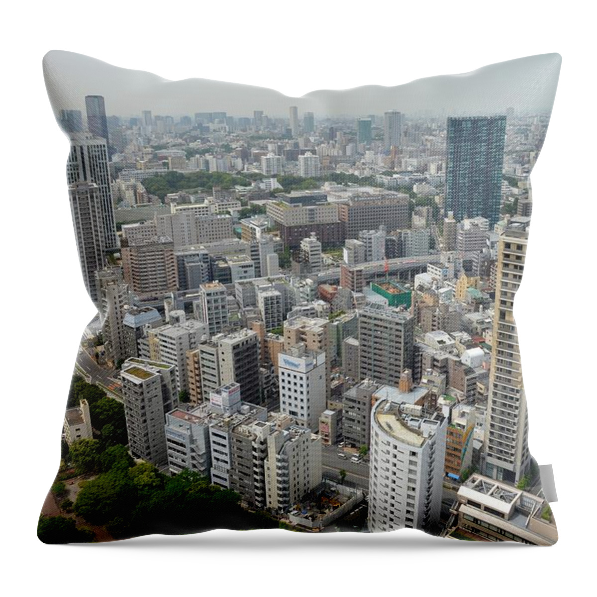 Tokyo Tower Throw Pillow featuring the photograph Tokyo Intersection Skyline View from Tokyo Tower by Jeff at JSJ Photography