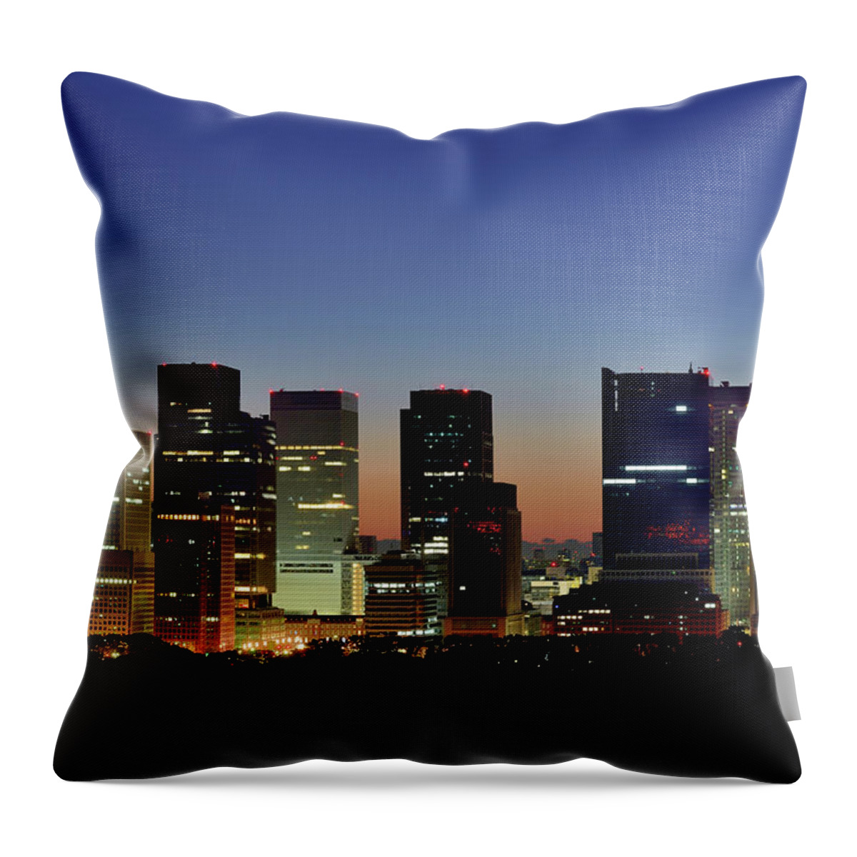 Downtown District Throw Pillow featuring the photograph Tokyo, Skyscrapers Of Marunouchi by Vladimir Zakharov