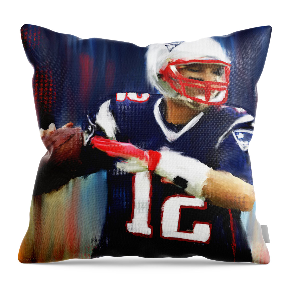 Tom Brady Throw Pillow featuring the painting Tom Brady by Lourry Legarde