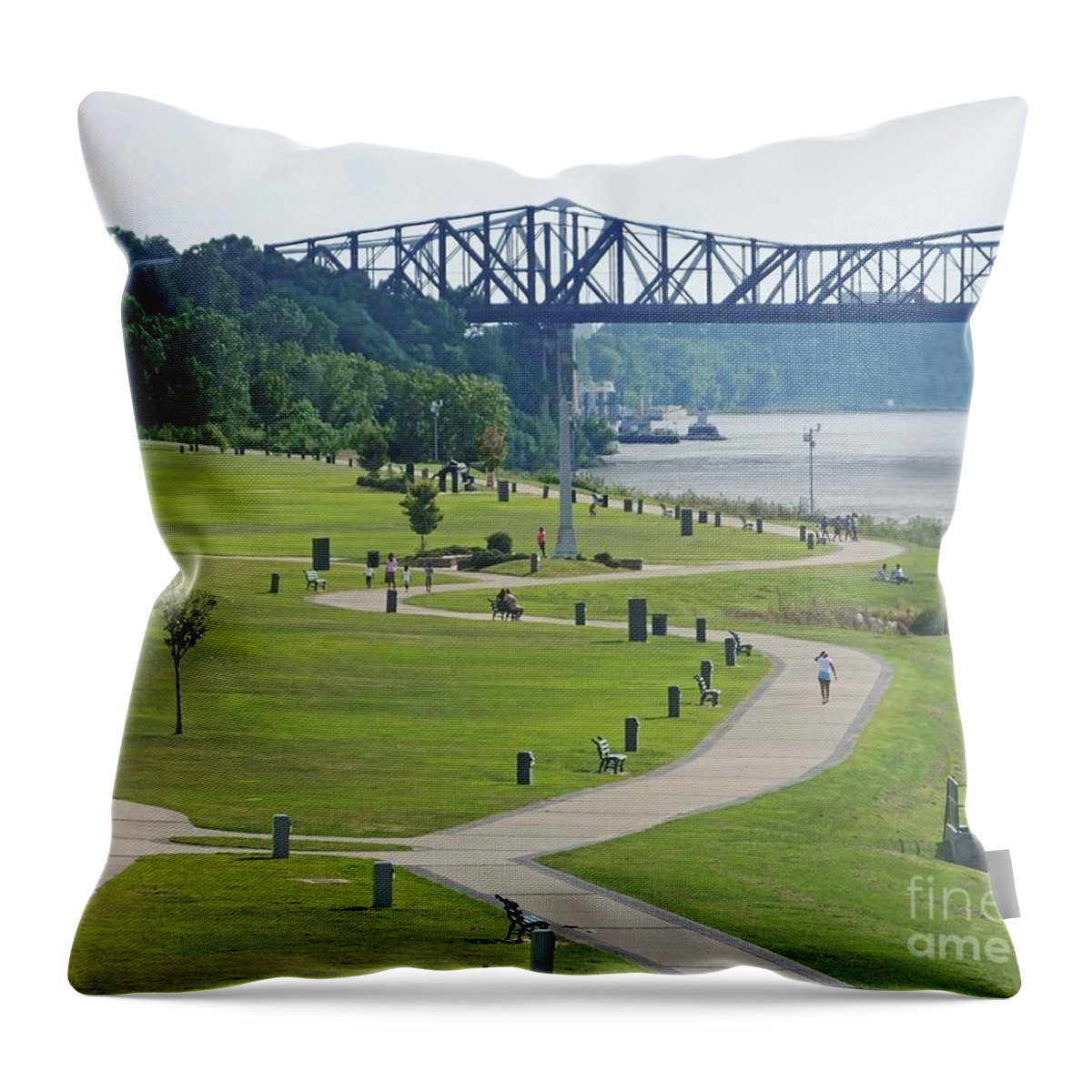 River Throw Pillow featuring the photograph Tom Lee Park Memphis Riverfront by Lizi Beard-Ward