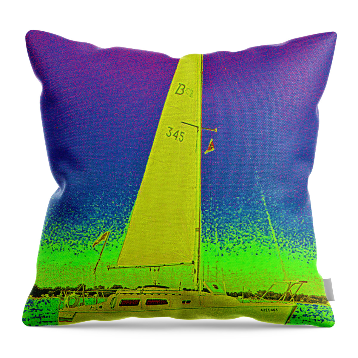 Tom Ray Throw Pillow featuring the photograph Tom Ray's Sailboat by First Star Art