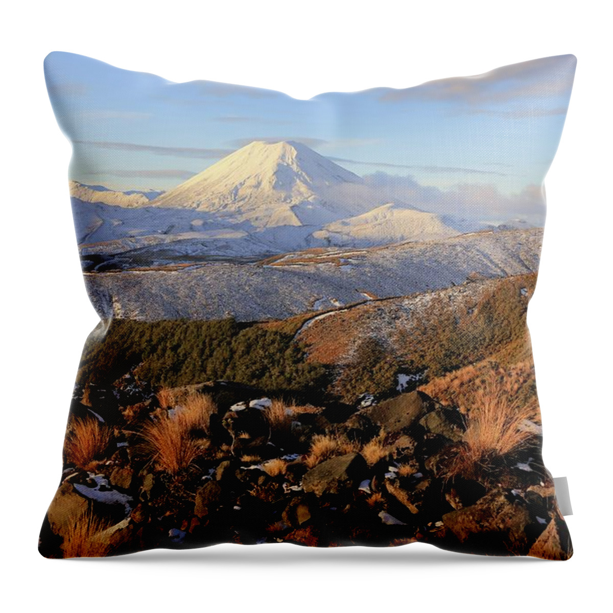 Scenics Throw Pillow featuring the photograph Tongariro National Park Mountains by Ngaire Lawson
