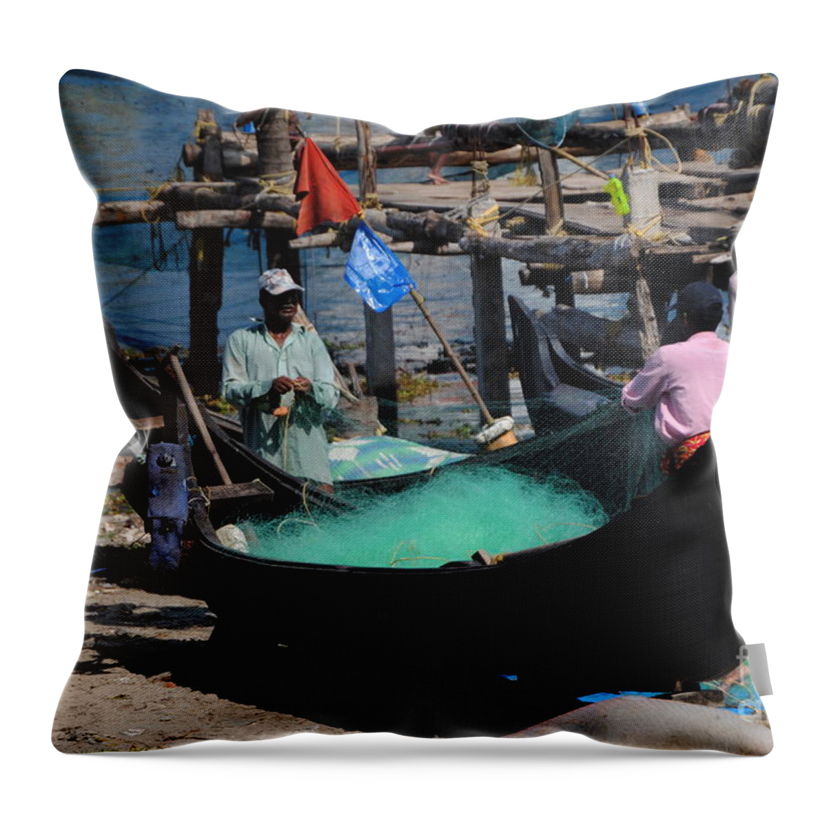 India Throw Pillow featuring the photograph Kochi -Tools of the Fisherman by Jacqueline M Lewis