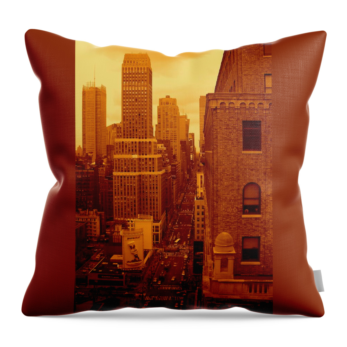 Manhattan Posters And Prints Throw Pillow featuring the photograph Top of Manhattan by Monique Wegmueller