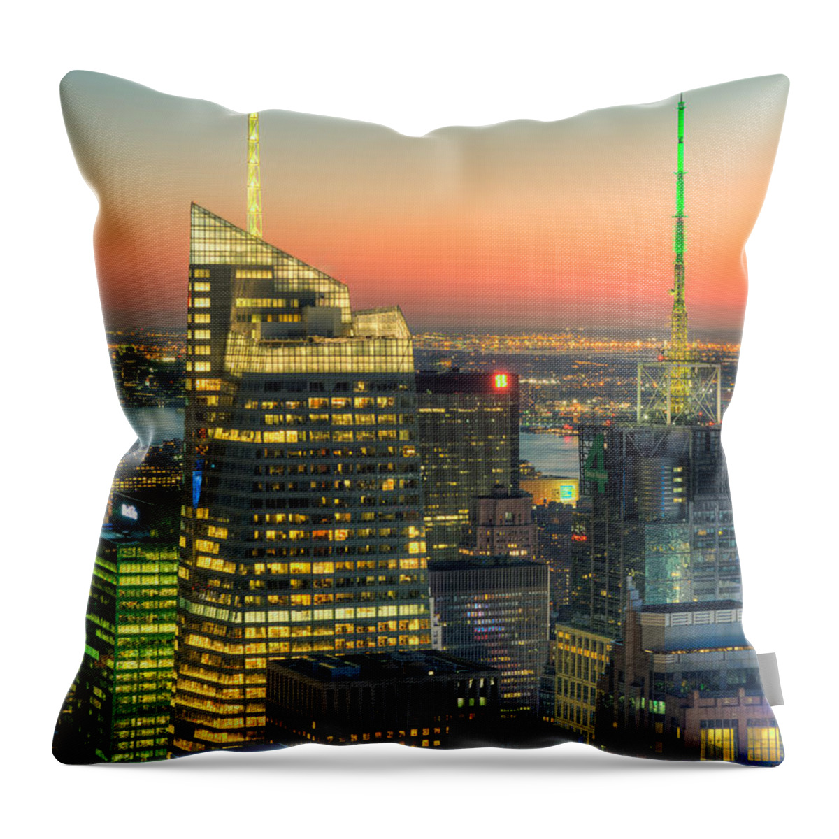 Clarence Holmes Throw Pillow featuring the photograph Top of the Rock Twilight II by Clarence Holmes
