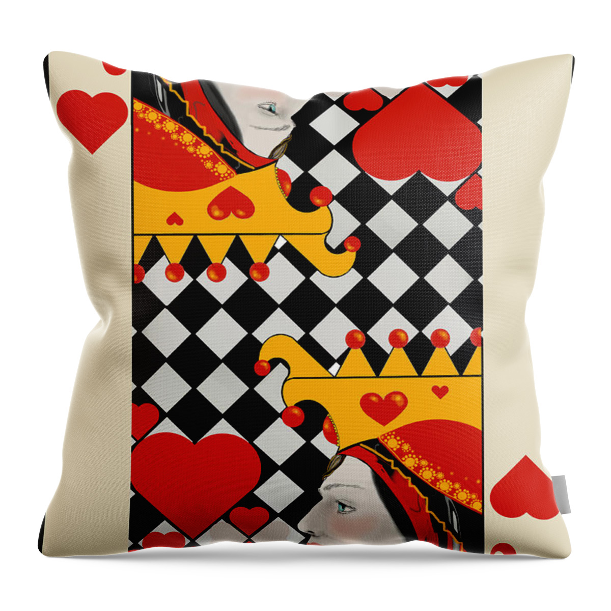 Portrait Throw Pillow featuring the painting Topsy-Turvy Queen by Carol Jacobs