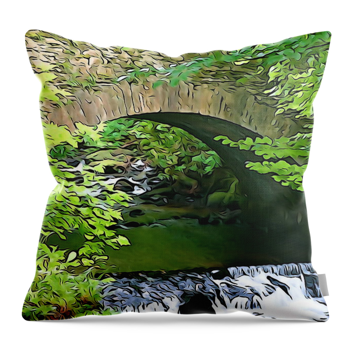 Killarney Throw Pillow featuring the photograph Torc Bridge by Norma Brock