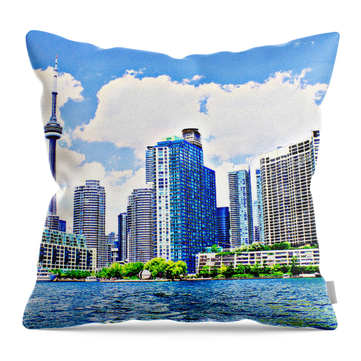 Toronto Throw Pillow featuring the photograph Toronto Harbour on a Sunny Day by Nina Silver