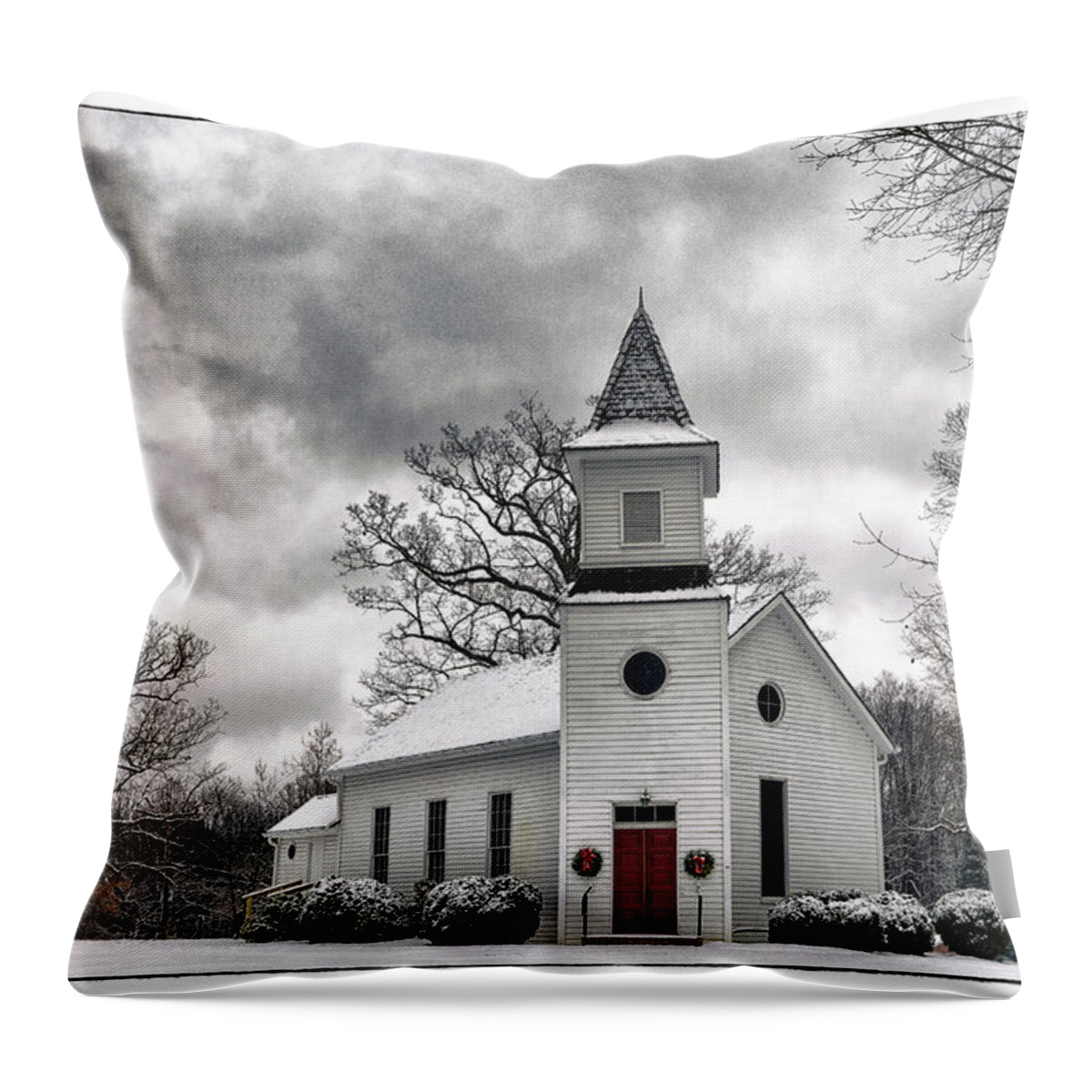 Church Throw Pillow featuring the photograph Touch of Winter by Robert Fawcett