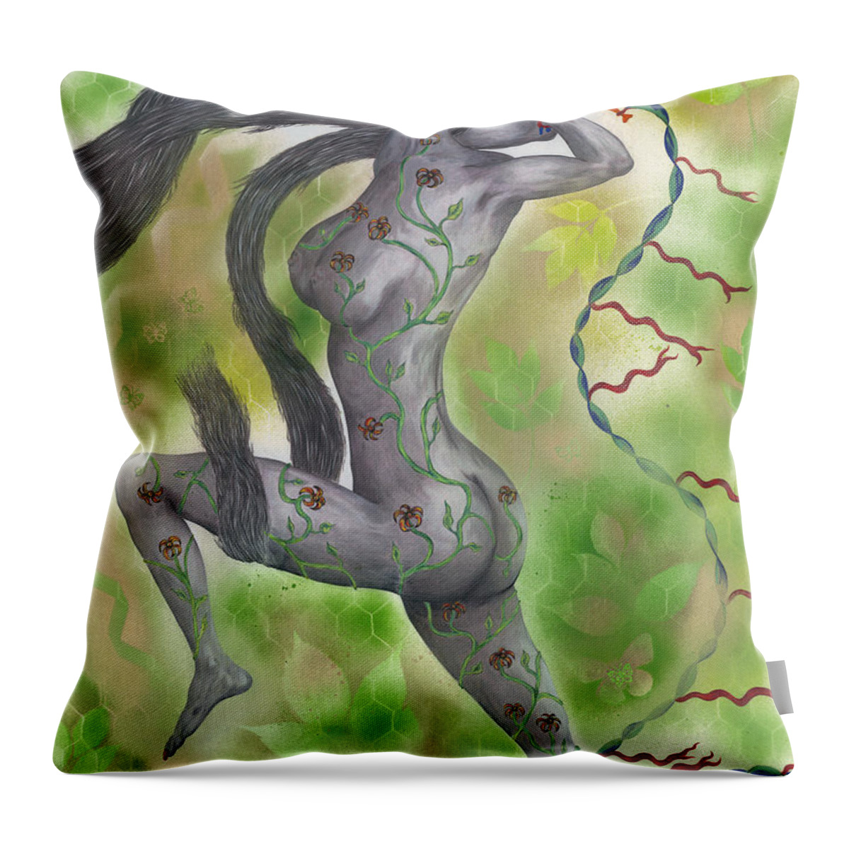 Figurative Drawings Throw Pillow featuring the painting Touched By Nature by Kenneth Clarke