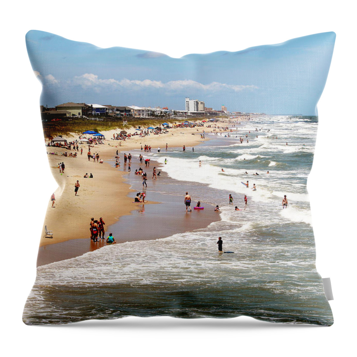 Beach Throw Pillow featuring the photograph Tourist At Kure Beach by Cynthia Guinn