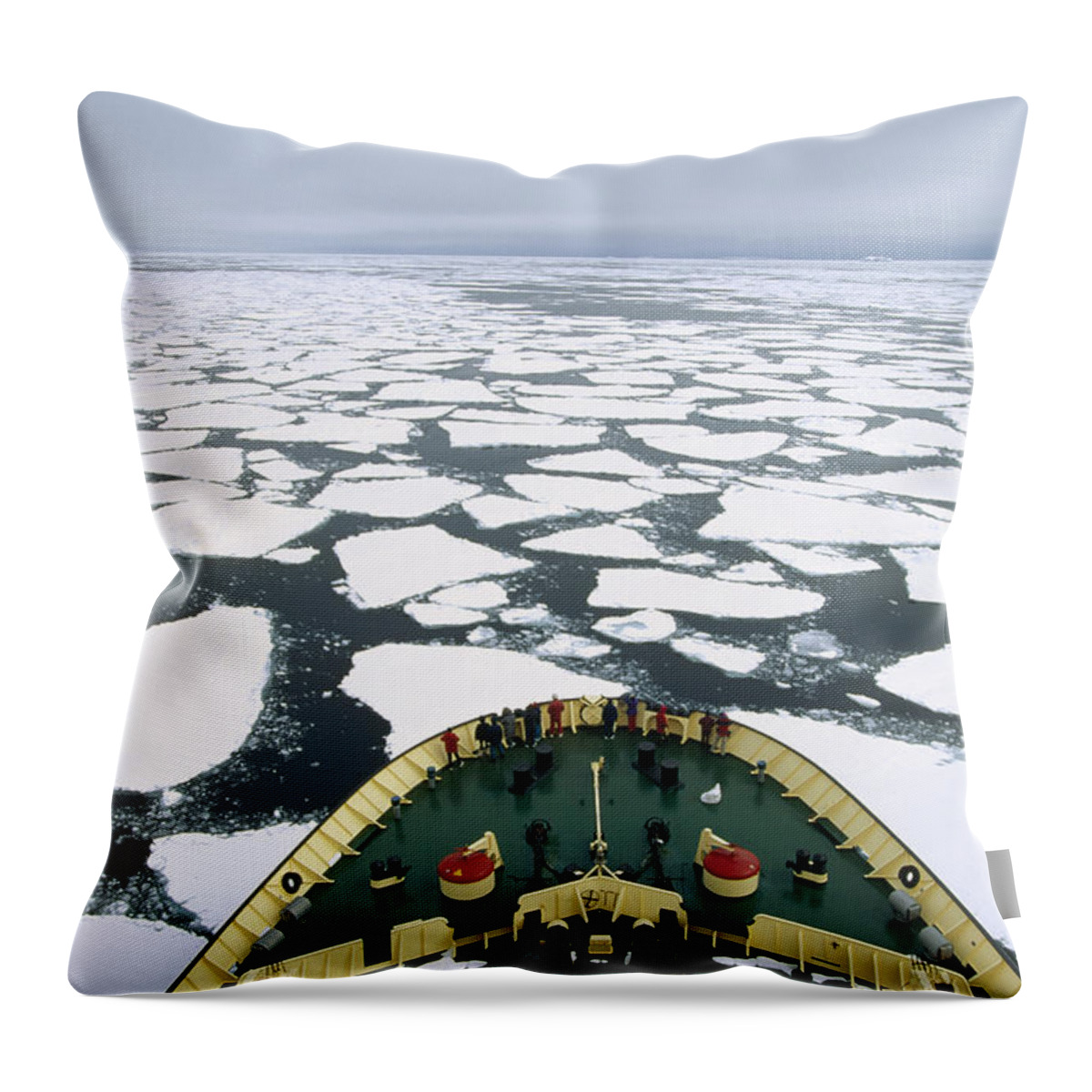 Feb0514 Throw Pillow featuring the photograph Tourists On Russian Icebreaker by Konrad Wothe