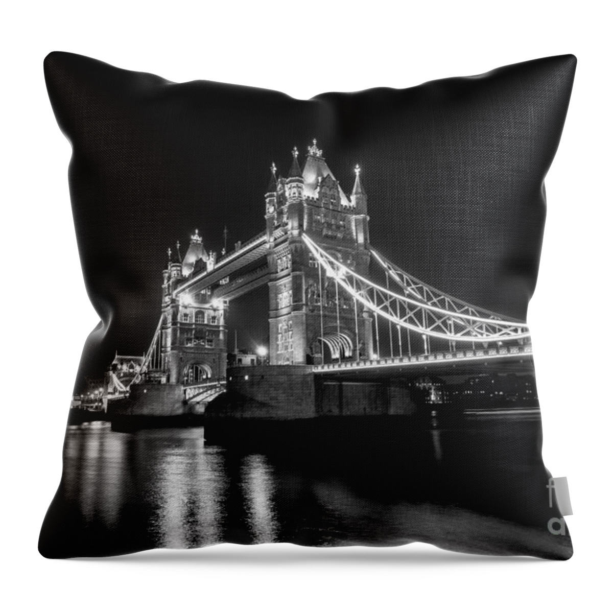 London Throw Pillow featuring the photograph Tower Bridge Black and White by Matt Malloy