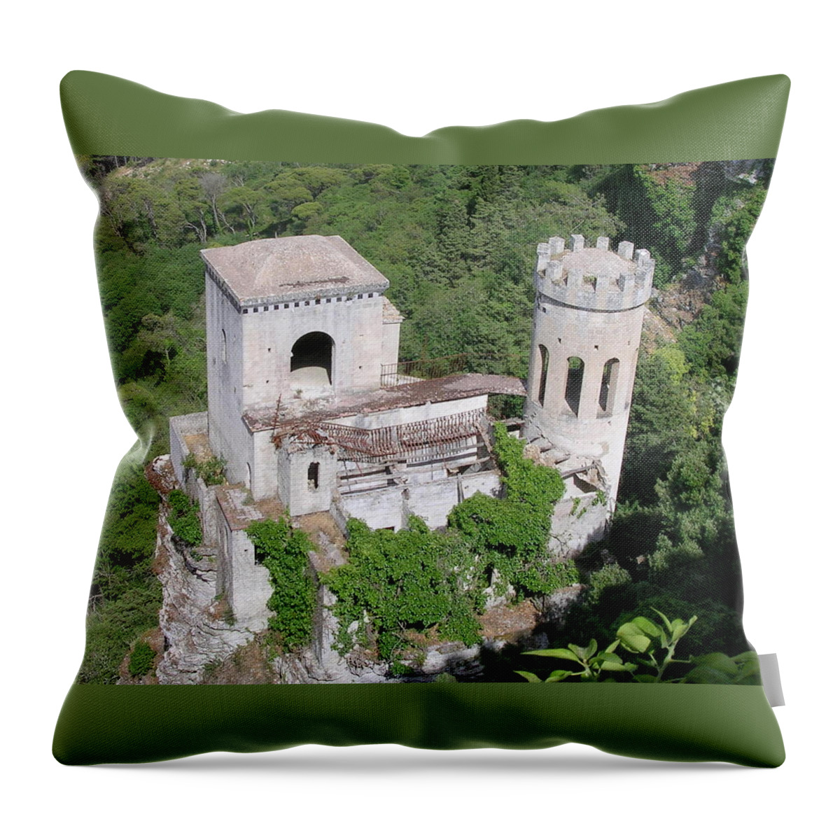 Sicily Throw Pillow featuring the photograph Tower in Erice Sicily by Caroline Stella