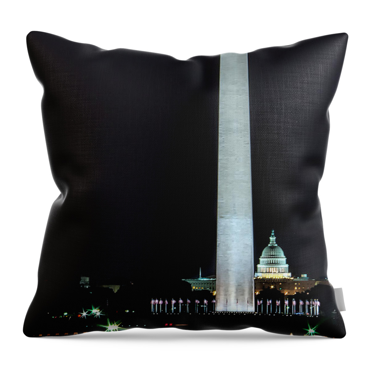 Washington Dc Throw Pillow featuring the photograph Towering Washington Monument by Izet Kapetanovic
