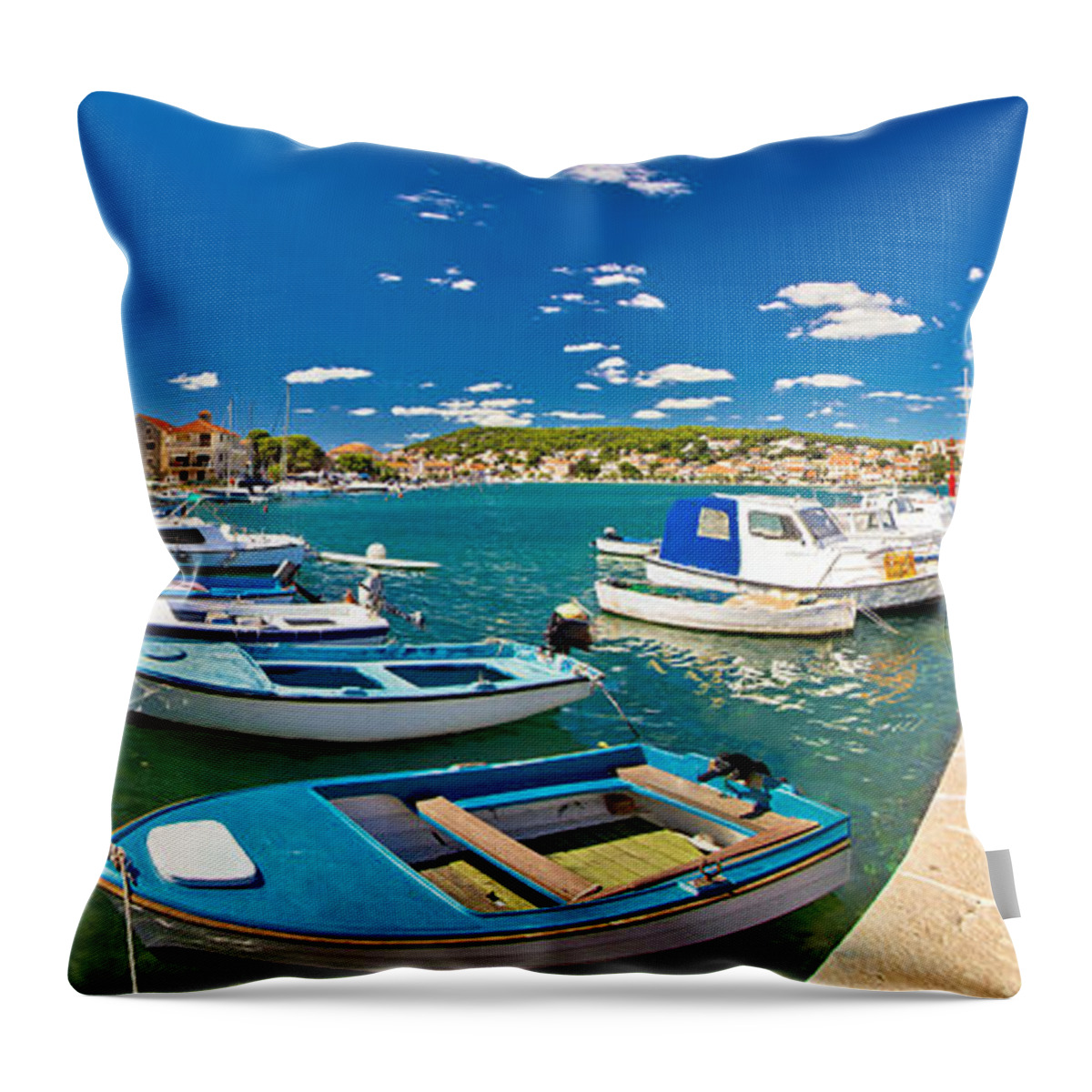 Croatia Throw Pillow featuring the photograph Town of Tisno on Murter island by Brch Photography