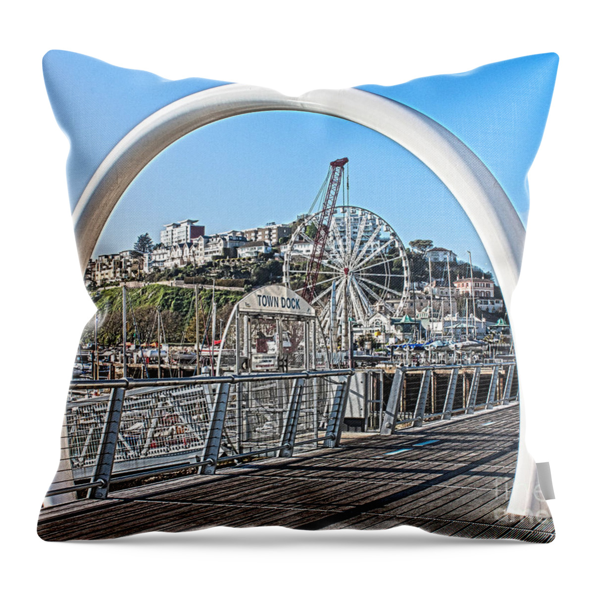 Torquay Throw Pillow featuring the photograph Town Quay Torquay by Terri Waters