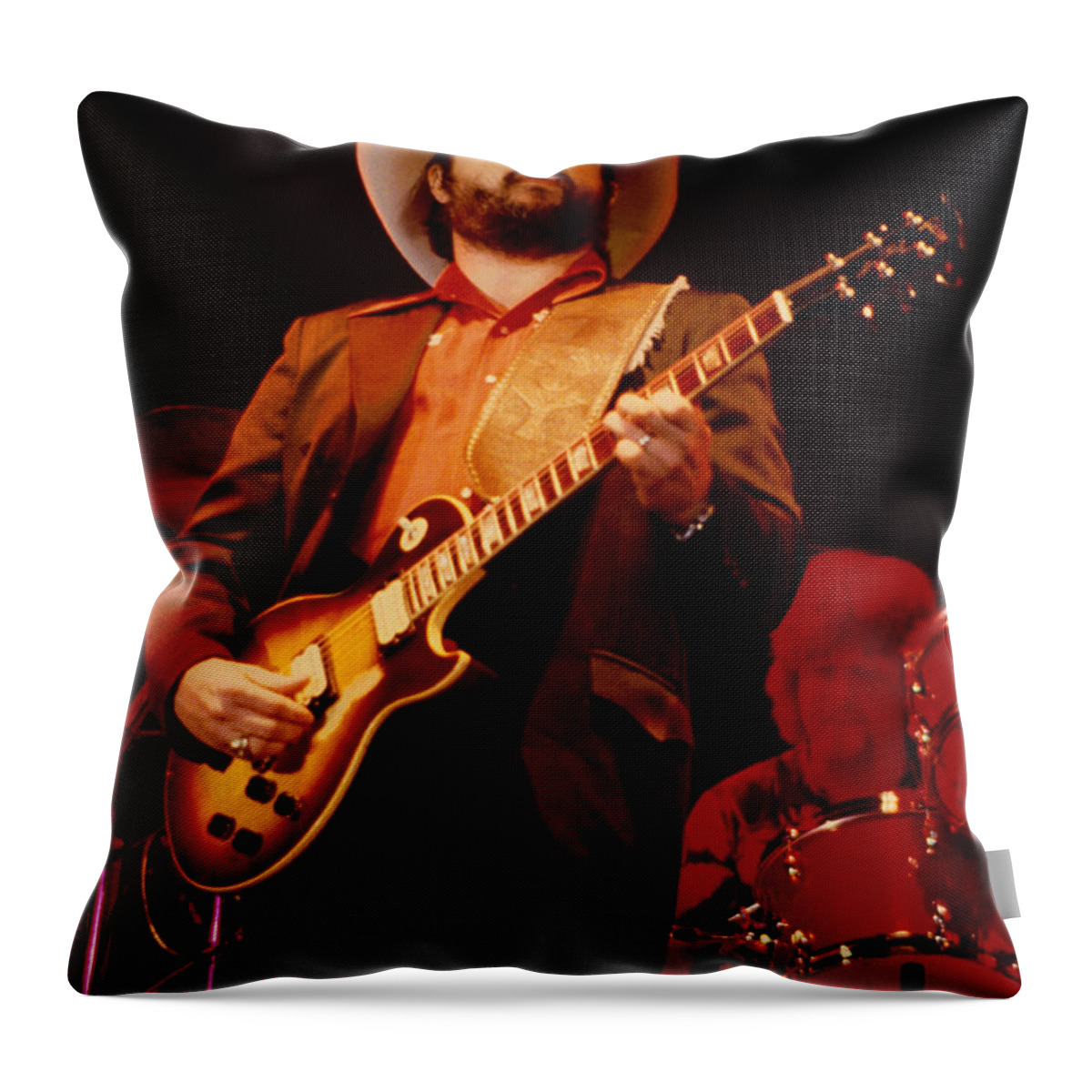 Concert Photos For Sale Throw Pillow featuring the photograph Toy Caldwell of The Marshall Tucker Band at The Cow Palace by Daniel Larsen
