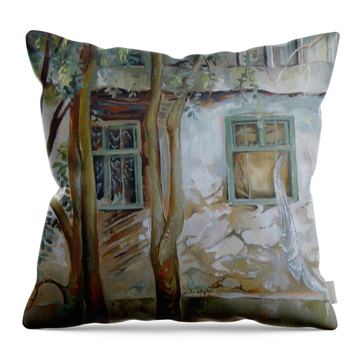 House Throw Pillow featuring the painting Traces of time by Elena Oleniuc
