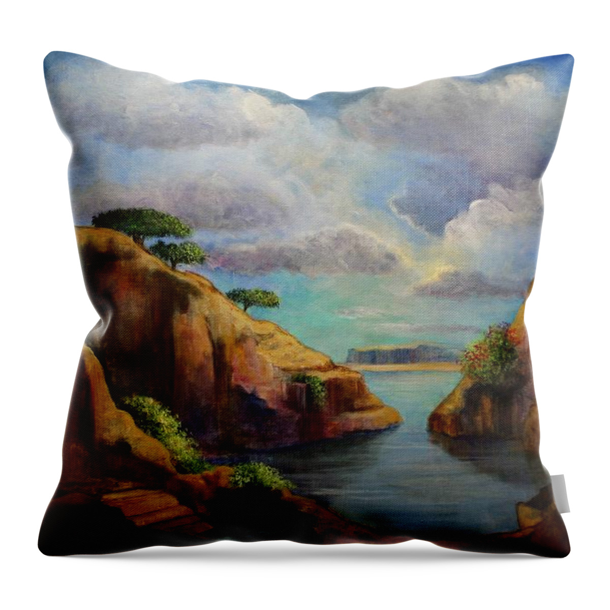 Rocks Throw Pillow featuring the painting Place of Dreams by Rand Burns