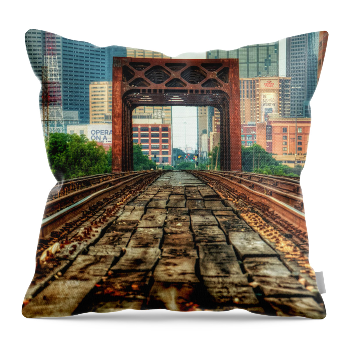 Treetop Throw Pillow featuring the photograph Tracking To Downtown by Dan Huntley Photography