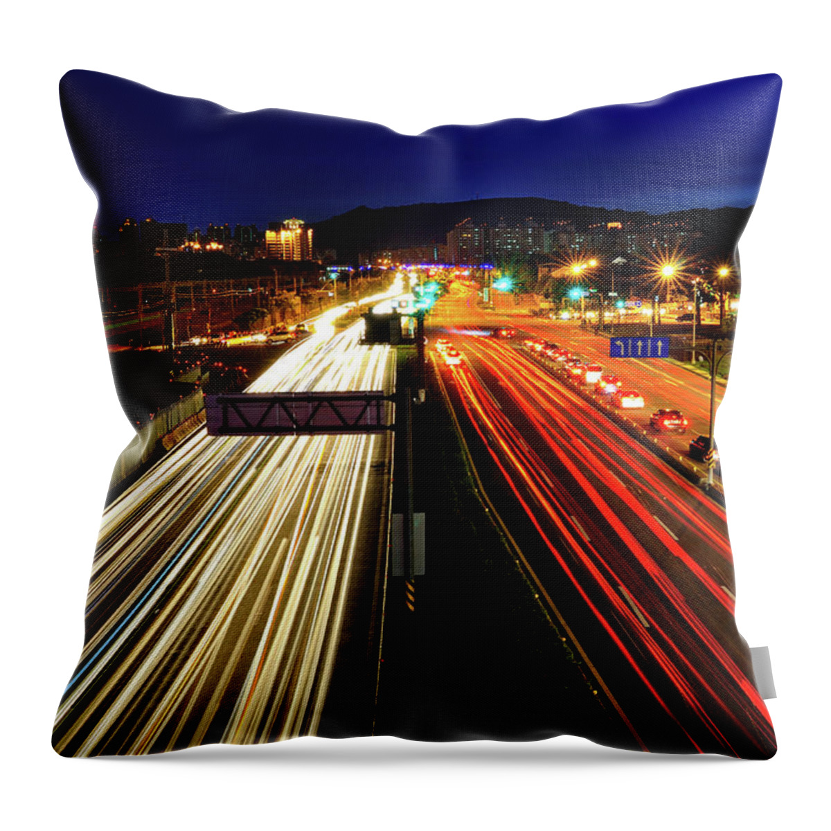 Taiwan Throw Pillow featuring the photograph Traffic Trails by Photo By Vincent Ting