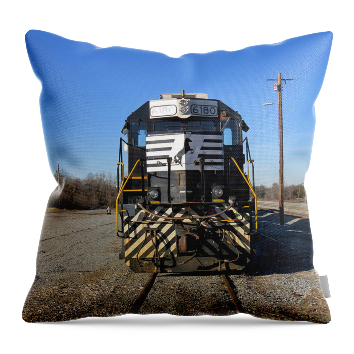 Train Throw Pillow featuring the photograph Train Ahead by Aaron Martens