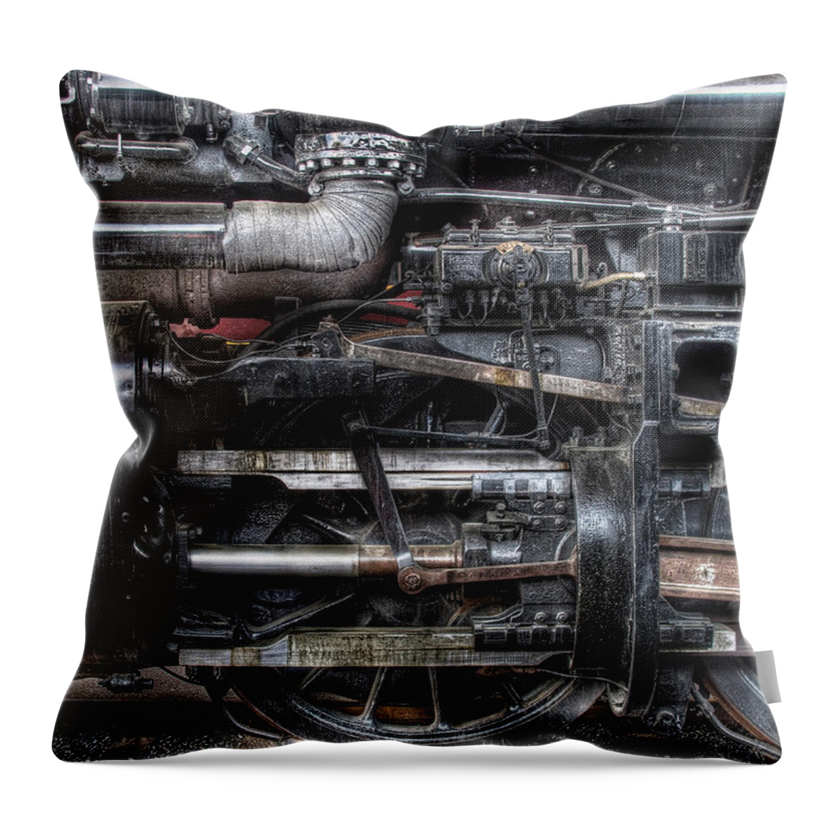 Engineer Throw Pillow featuring the photograph Train - Engine - 1218 - Norfolk and Western - Built 1950 by Mike Savad