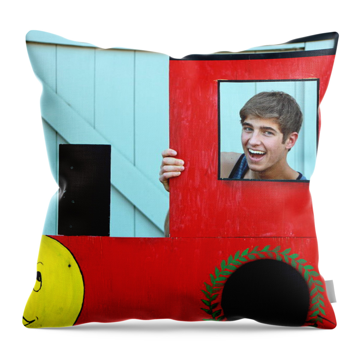 David Dunmoyer Throw Pillow featuring the photograph Train pose by Randy Wehner