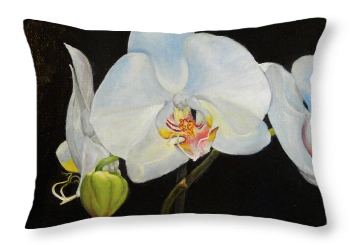 Oil Painting Throw Pillow featuring the painting Translucent Orchids by Sandra Nardone