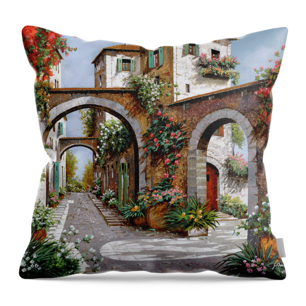 Arches Throw Pillow featuring the painting Tre Archi by Guido Borelli