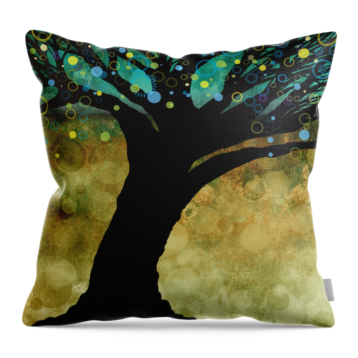 Tree Throw Pillow featuring the painting Tree of Life Two by Ann Powell