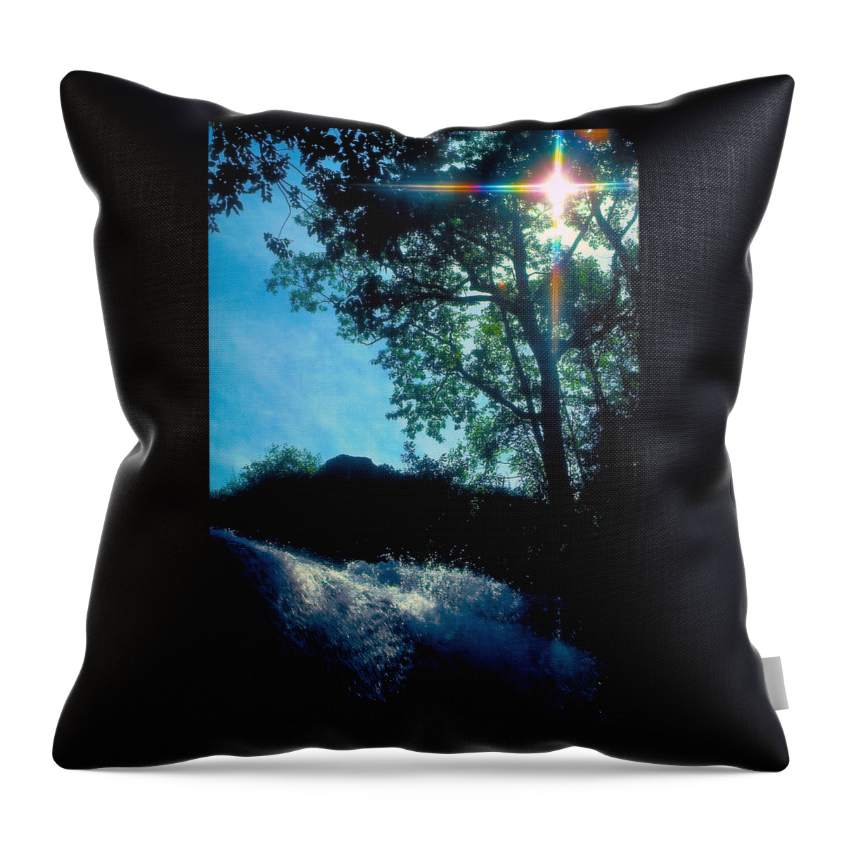 Waterfall Throw Pillow featuring the photograph Tree Planted by Streams of Water by Marie Hicks