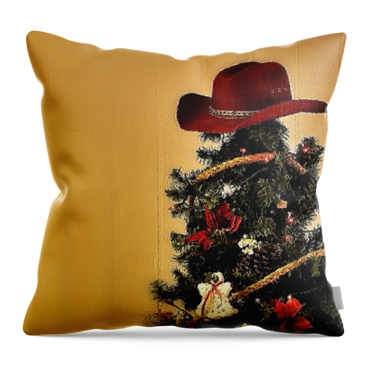 Christmas Throw Pillow featuring the photograph Tree Topper Texas Style by Nadalyn Larsen