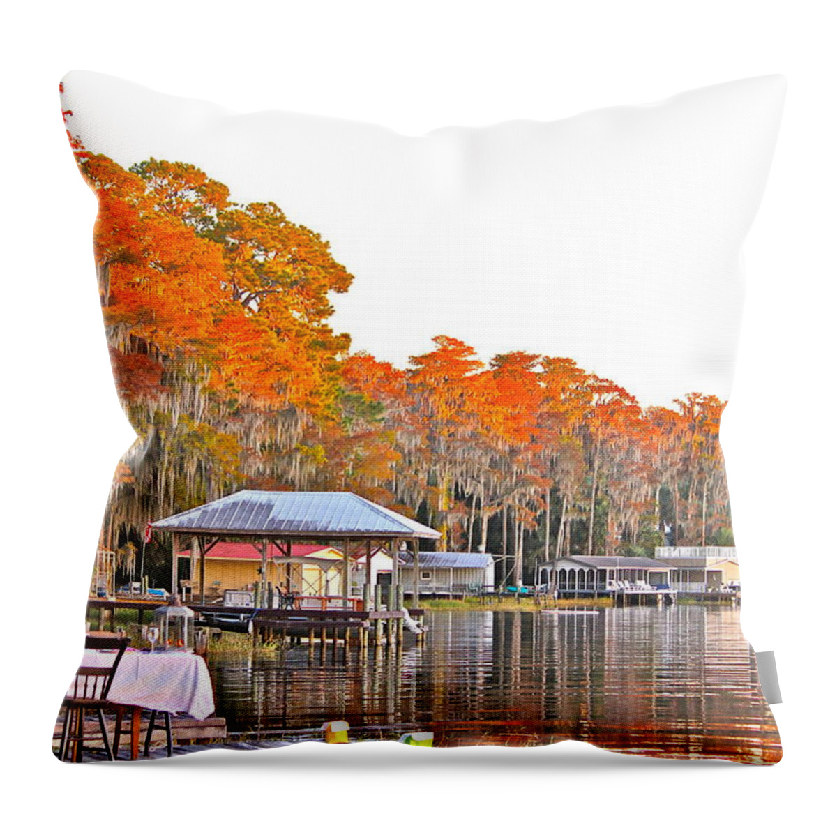 All Products Throw Pillow featuring the photograph Trees By The Lake by Lorna Maza
