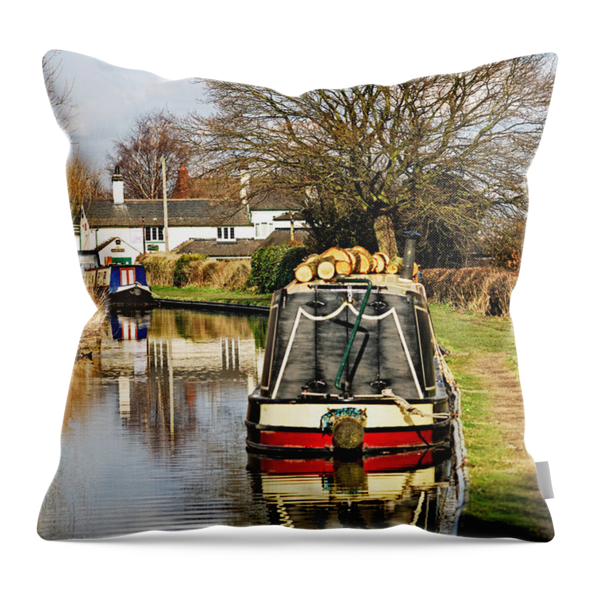 Britain Throw Pillow featuring the photograph Trent and Mersey Canal - Branston by Rod Johnson