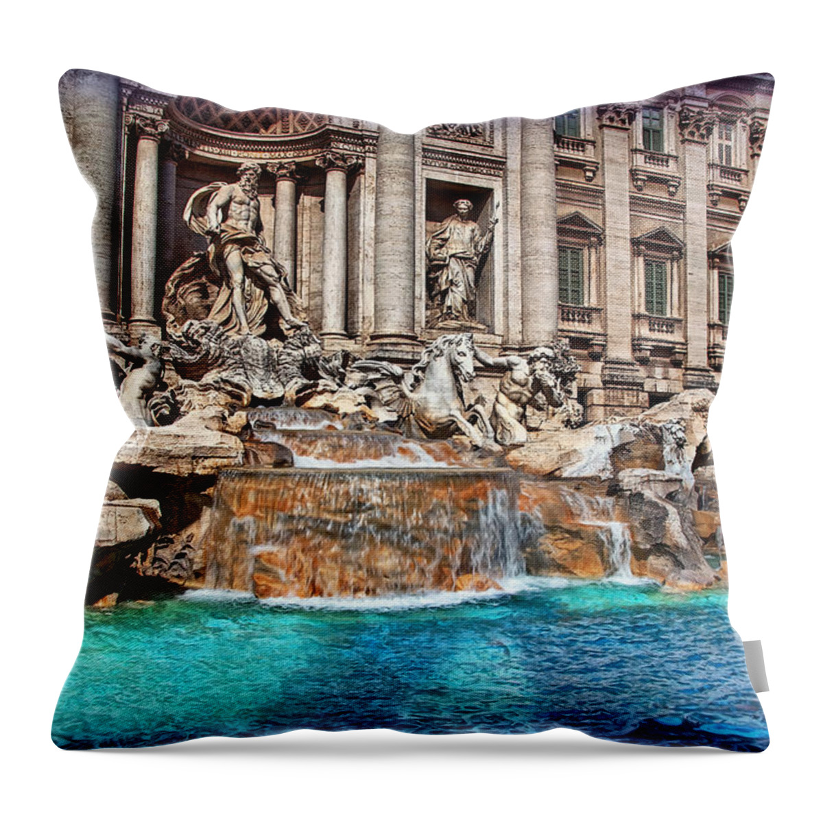 Rome Throw Pillow featuring the photograph Trevi Fountain by Hanny Heim