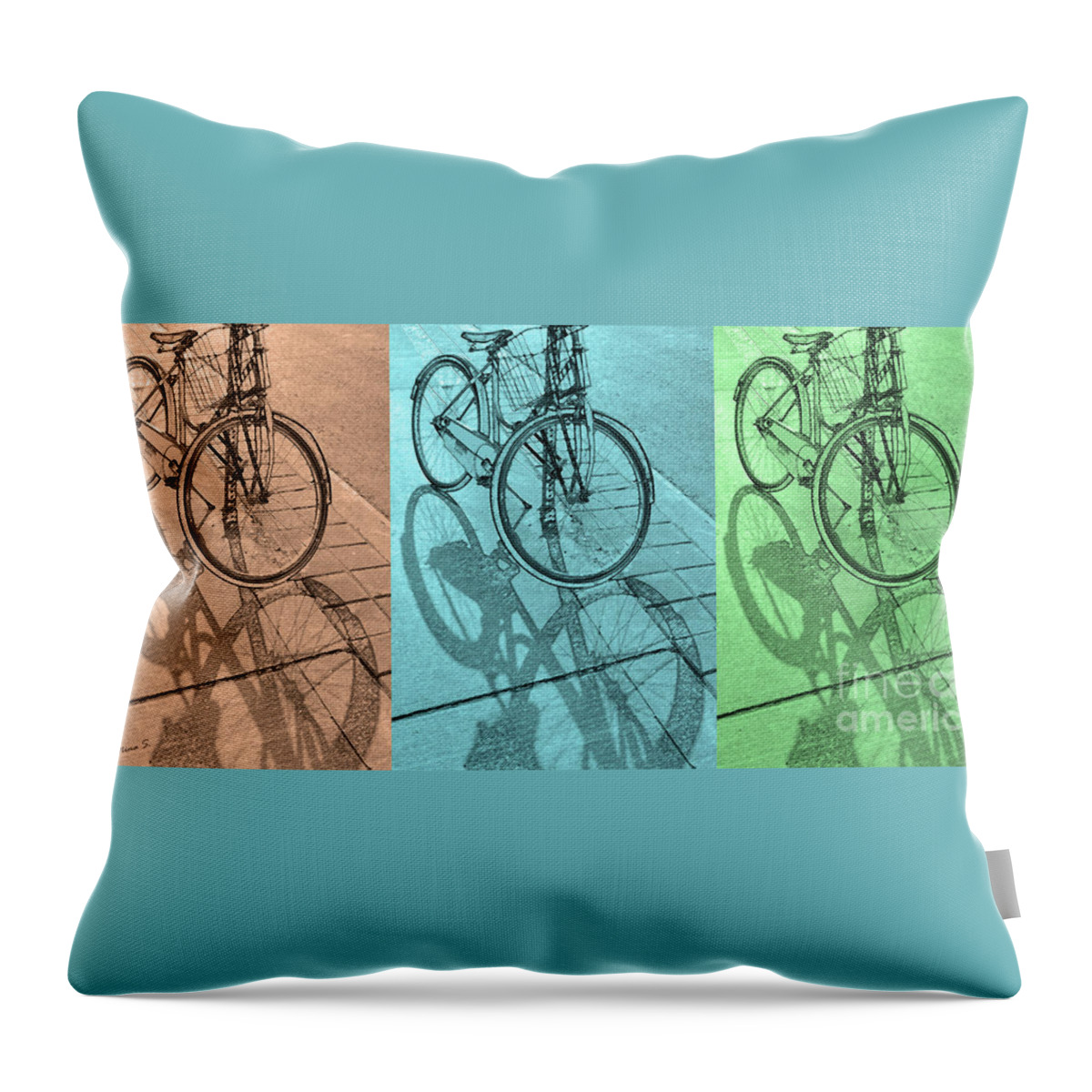 Bikes Throw Pillow featuring the photograph Tri-coloured Bicycle Print by Nina Silver