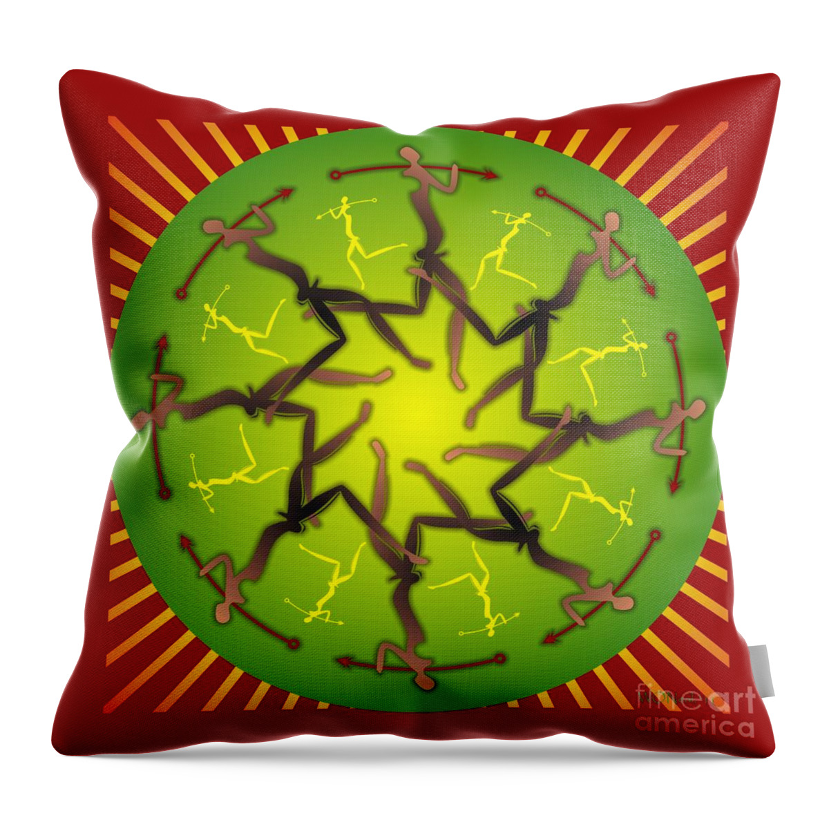 Figures Throw Pillow featuring the digital art Tribal Warriors by Walter Neal