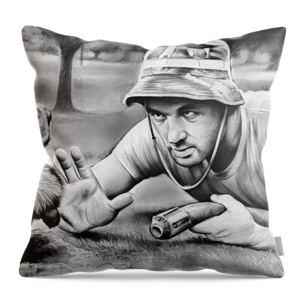 Caddyshack Throw Pillow featuring the drawing Tribute to Caddyshack by Greg Joens