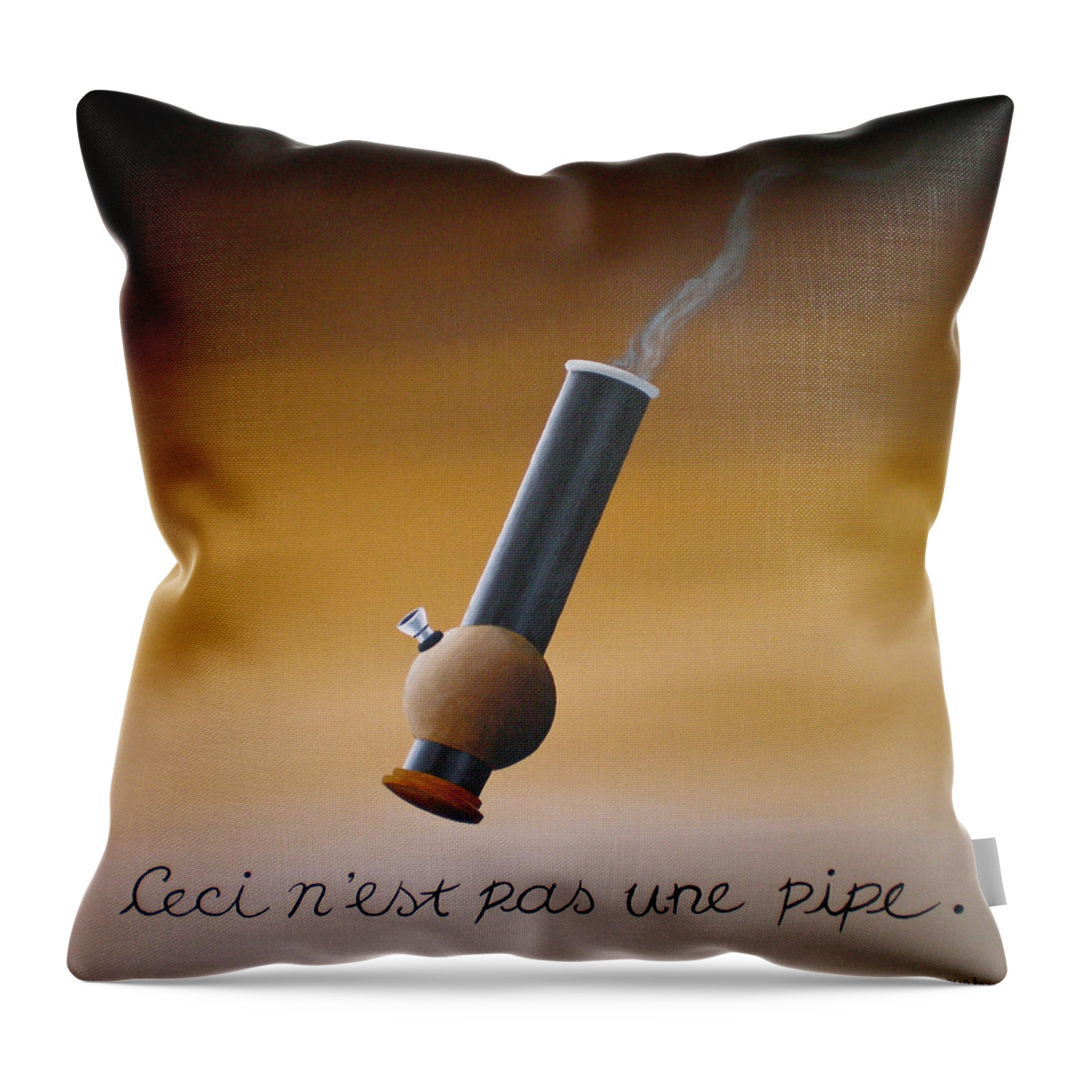 Pipe Throw Pillow featuring the painting Tribute To Magritte by Ric Nagualero