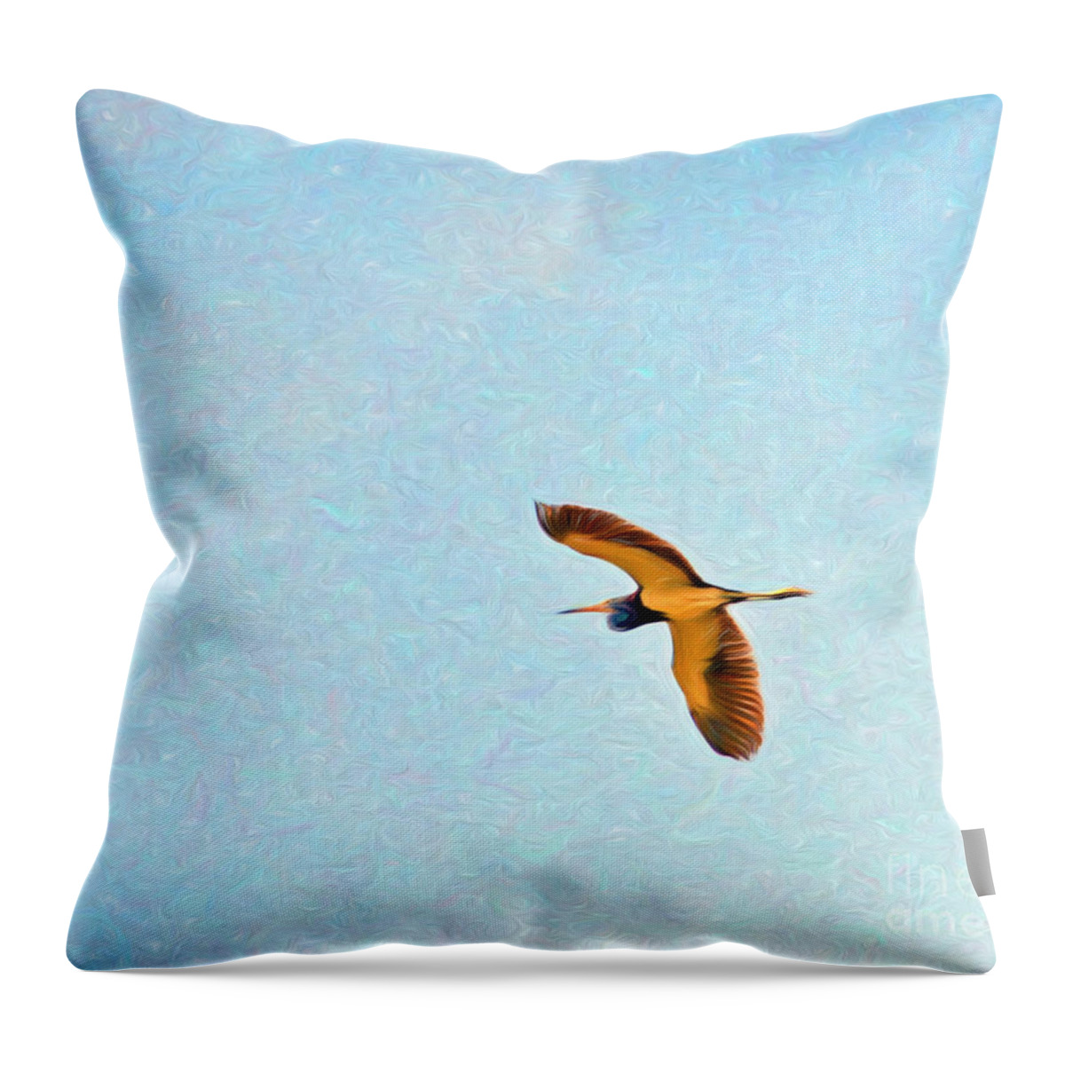 Tricolored Heron Throw Pillow featuring the photograph Tricolored Heron Flight by Kerri Farley