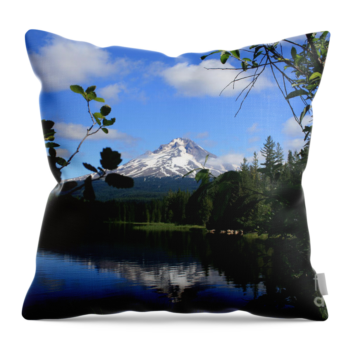 Landscape Throw Pillow featuring the photograph Trillium Lake with Mt. Hood by Ian Donley