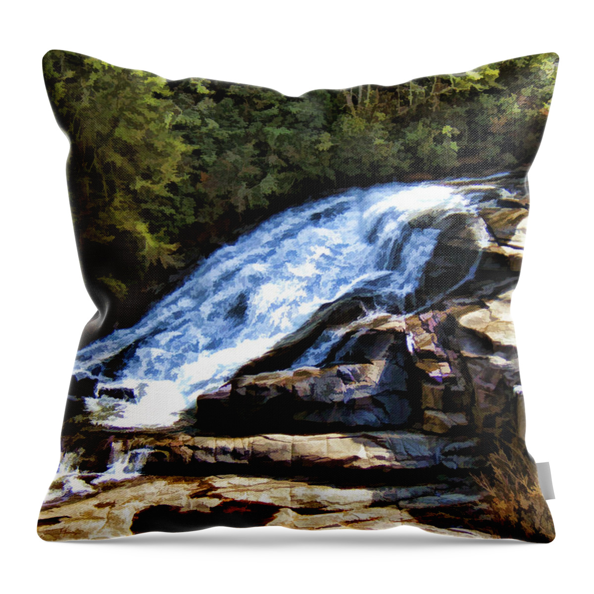 Triple Falls Throw Pillow featuring the painting Triple Falls II by Steven Richardson