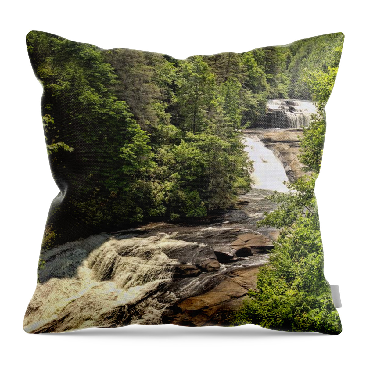 Cliffs Throw Pillow featuring the photograph Triple Falls by Sandra Clark