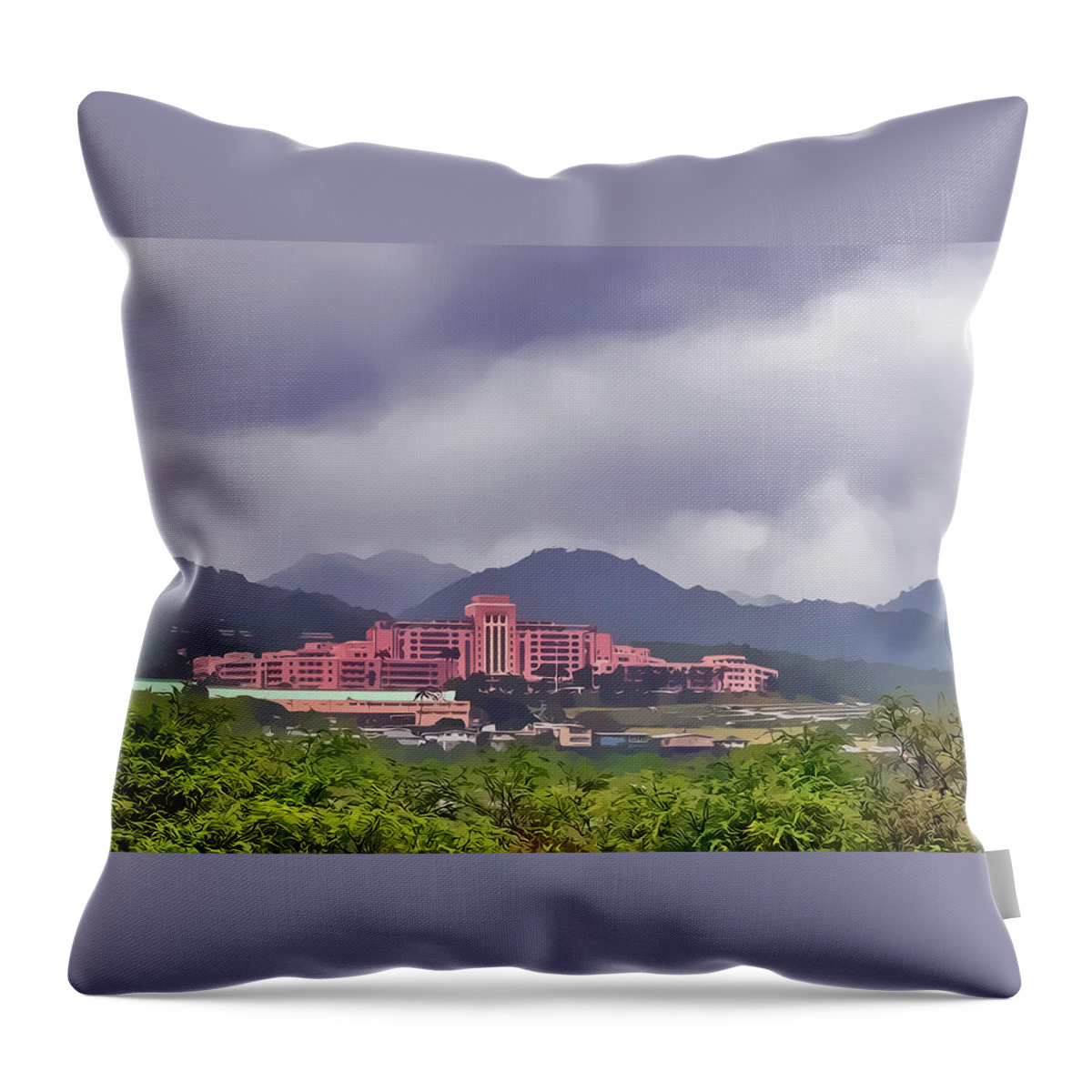 Hawaii Throw Pillow featuring the photograph Tripler Army Medical Center by Dan McManus