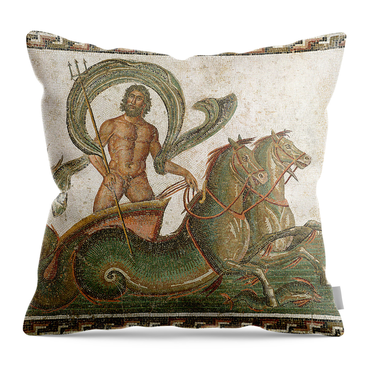 Mosaic Throw Pillow featuring the painting Triumph of Neptune by Roman School