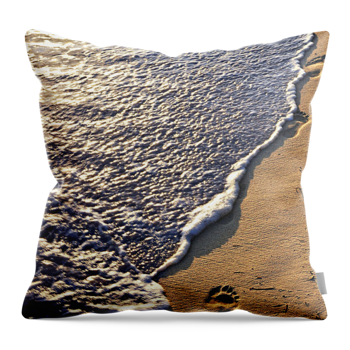 Footstep Throw Pillow featuring the photograph Tropical beach with footprints by Elena Elisseeva