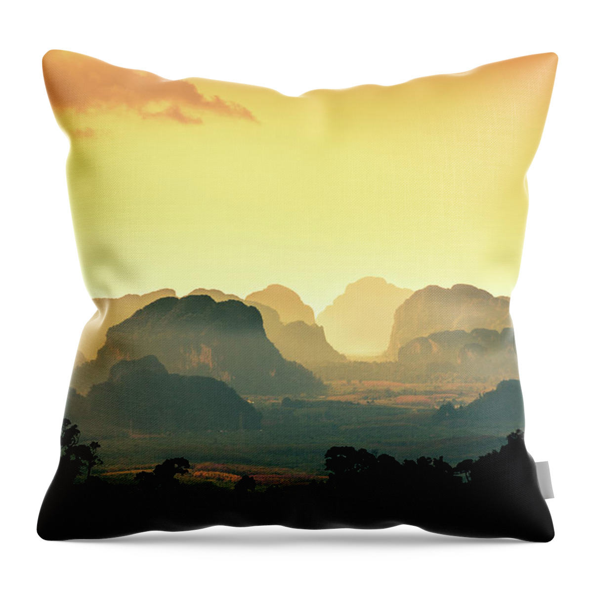 Tropical Rainforest Throw Pillow featuring the photograph Tropical Forest Landscape In Thailand by Lightkey